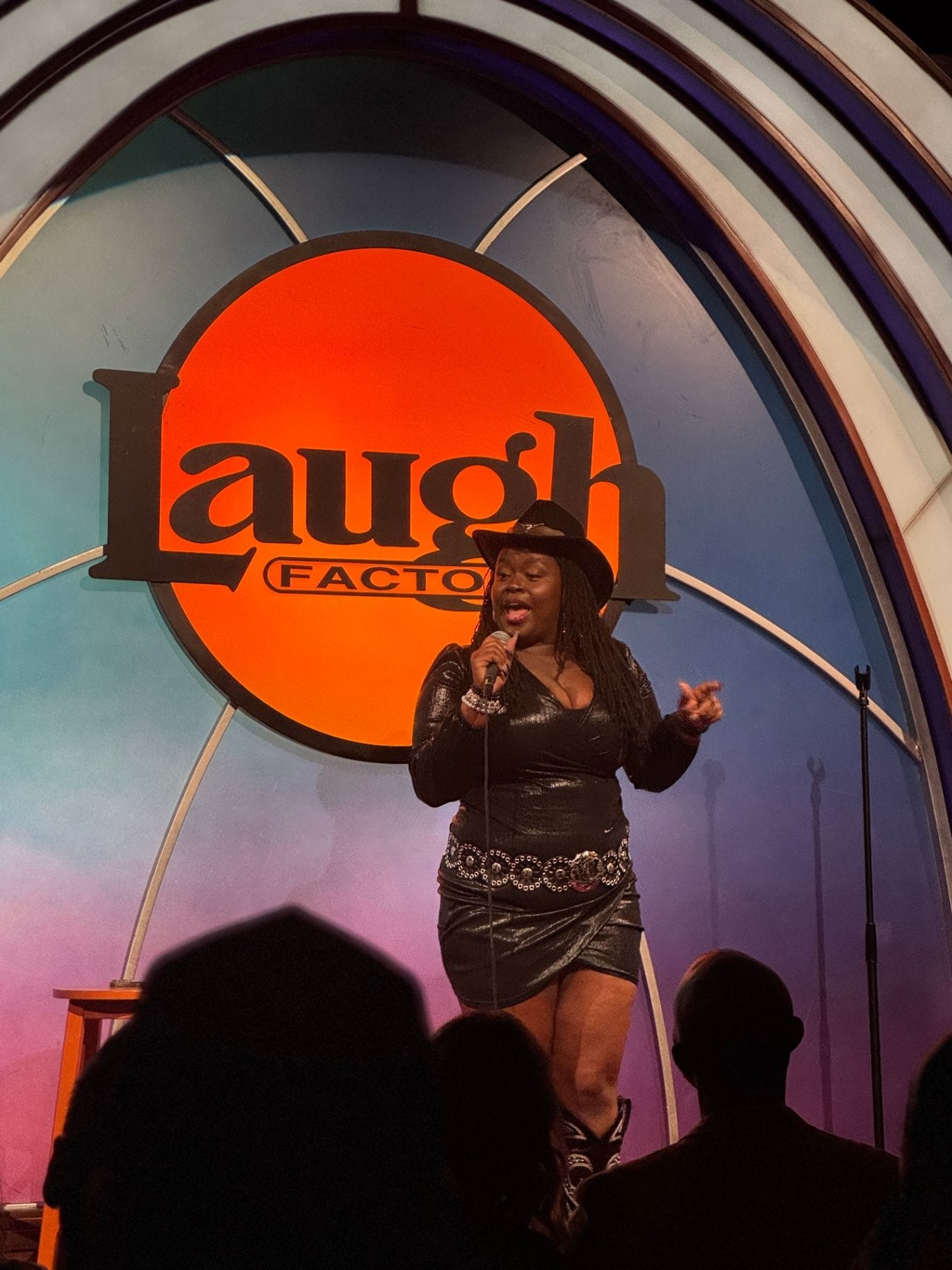 Anyumel Rose, comedian and performer, performing on stage at Chocolate Sundaes at The Laugh Factory